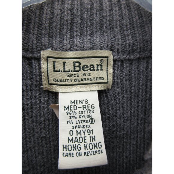 VIINTAGE LL Bean Sweater Medium Cardigan Full Zip Ribbed Chunky Classic - Picture 8 of 9